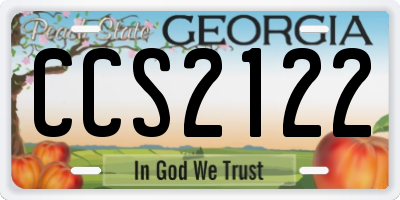 GA license plate CCS2122