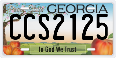 GA license plate CCS2125