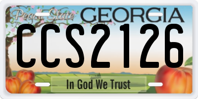 GA license plate CCS2126