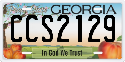 GA license plate CCS2129