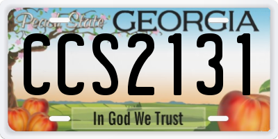 GA license plate CCS2131