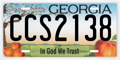 GA license plate CCS2138