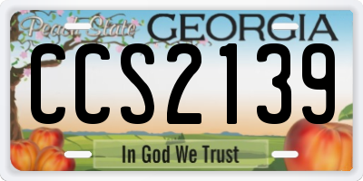 GA license plate CCS2139