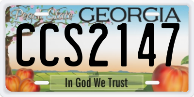 GA license plate CCS2147