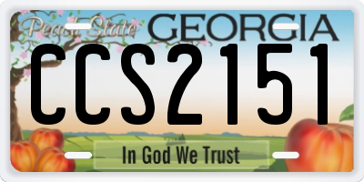 GA license plate CCS2151