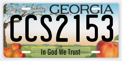 GA license plate CCS2153