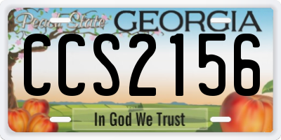 GA license plate CCS2156