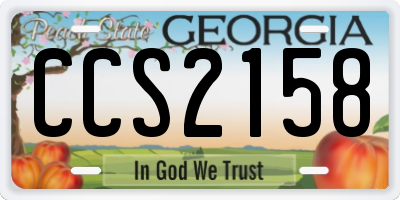 GA license plate CCS2158
