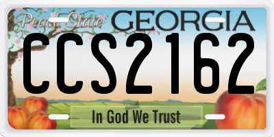 GA license plate CCS2162