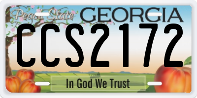 GA license plate CCS2172