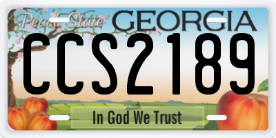 GA license plate CCS2189