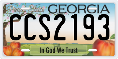 GA license plate CCS2193