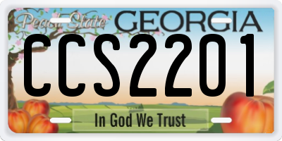 GA license plate CCS2201