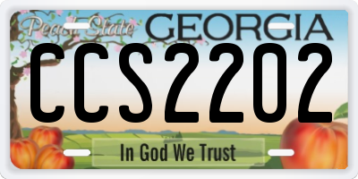 GA license plate CCS2202