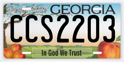 GA license plate CCS2203