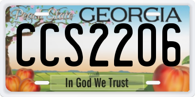GA license plate CCS2206