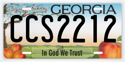 GA license plate CCS2212