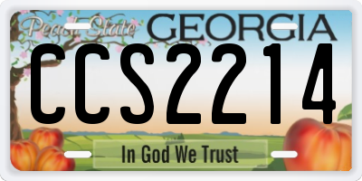 GA license plate CCS2214