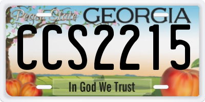 GA license plate CCS2215