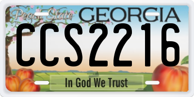 GA license plate CCS2216