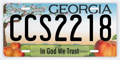 GA license plate CCS2218