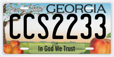 GA license plate CCS2233