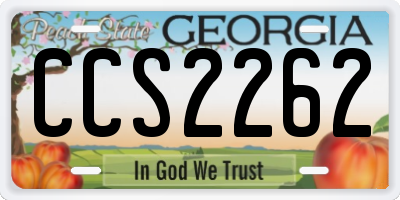 GA license plate CCS2262