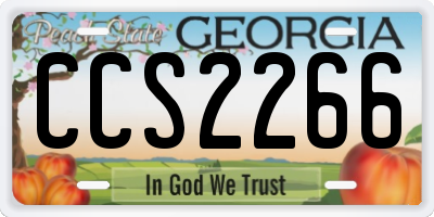 GA license plate CCS2266