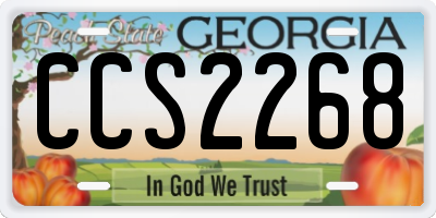 GA license plate CCS2268