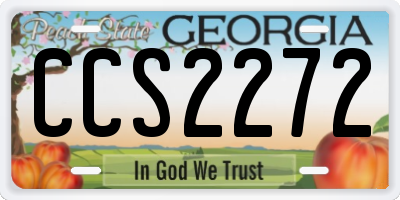 GA license plate CCS2272