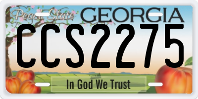 GA license plate CCS2275