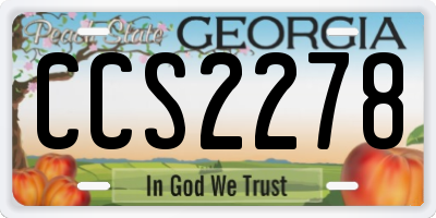 GA license plate CCS2278