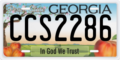 GA license plate CCS2286