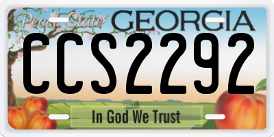 GA license plate CCS2292