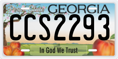 GA license plate CCS2293