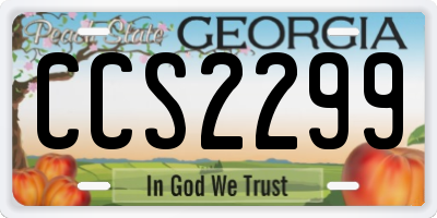 GA license plate CCS2299