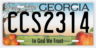 GA license plate CCS2314
