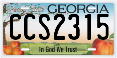 GA license plate CCS2315
