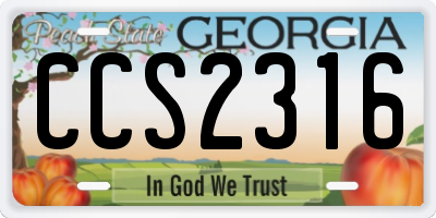 GA license plate CCS2316