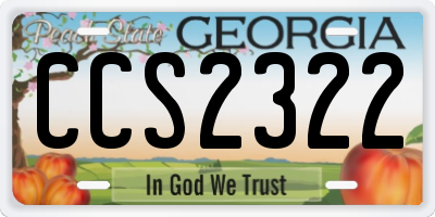 GA license plate CCS2322