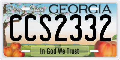 GA license plate CCS2332