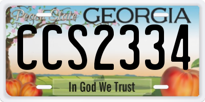 GA license plate CCS2334