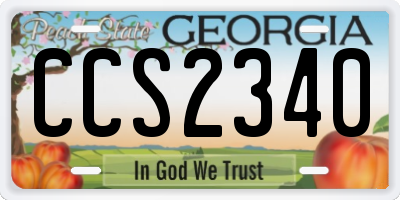 GA license plate CCS2340