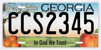 GA license plate CCS2345