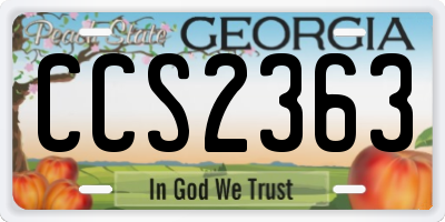 GA license plate CCS2363