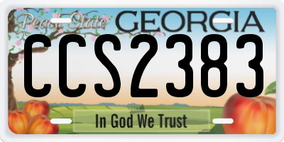 GA license plate CCS2383