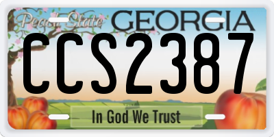 GA license plate CCS2387