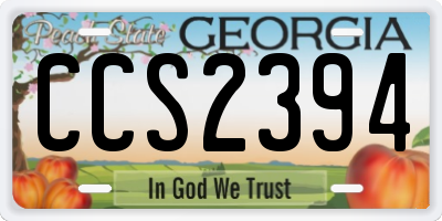 GA license plate CCS2394