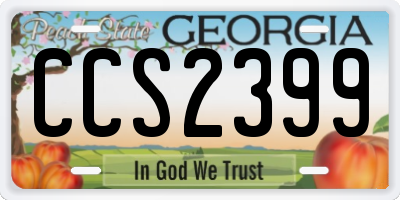 GA license plate CCS2399