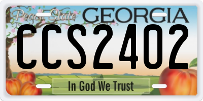 GA license plate CCS2402
